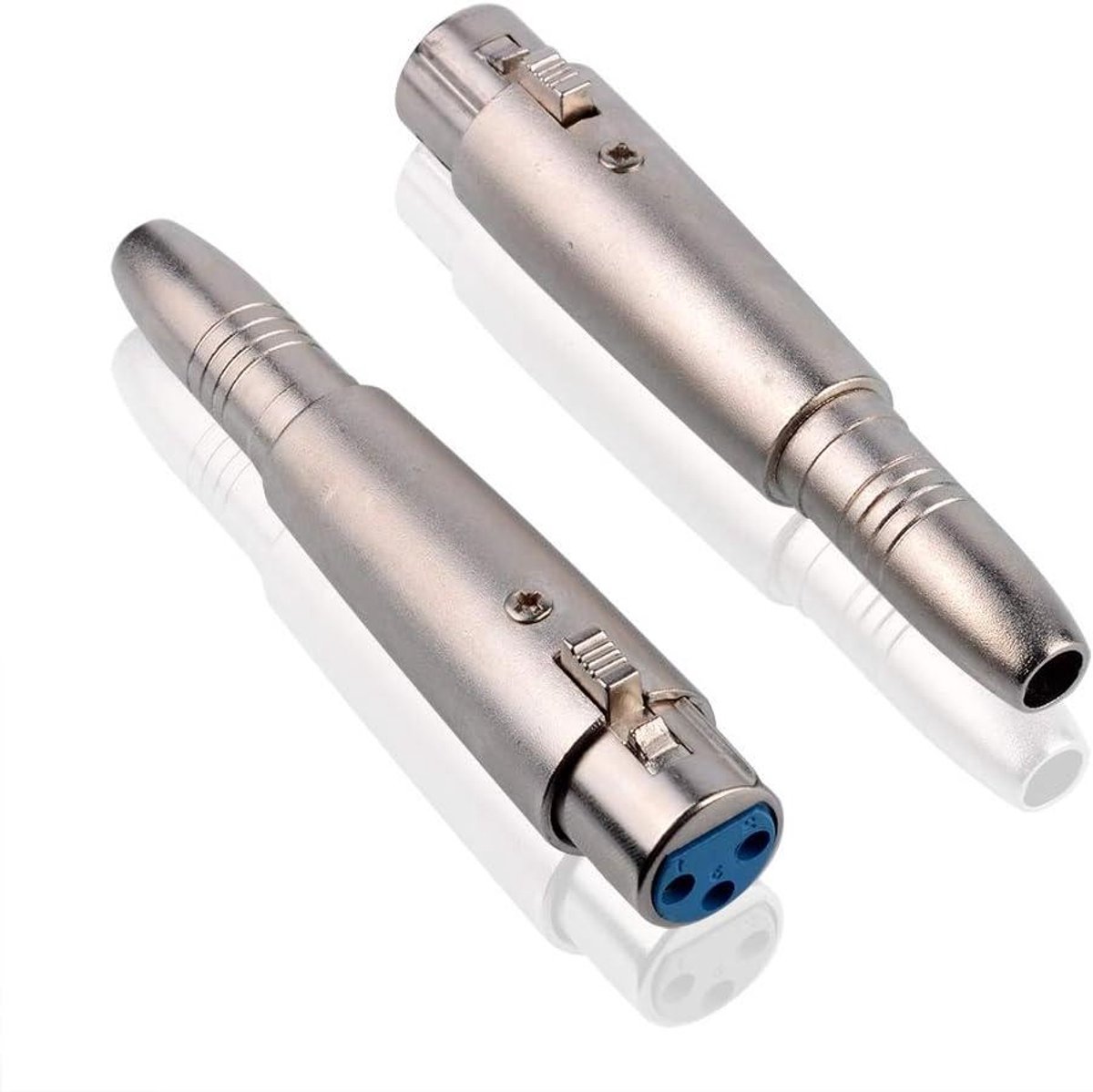 XLR Adapter - Microfoon Connector - Audio Aansluiten - Metaal Vernikkeld - 2 Stuks - Zilver
