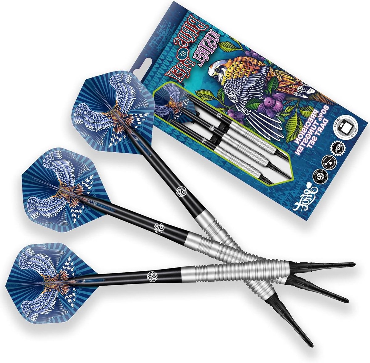 Soft tip darts - Dartpijlen set - Darten thuis - 90% Tungsten loop - 18 gram - Grijs