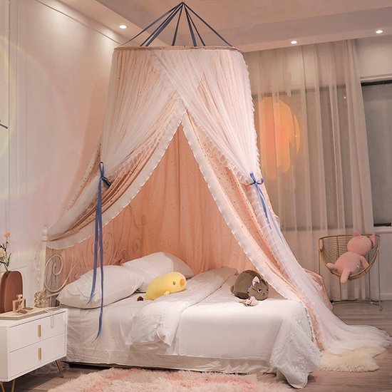 Bedluifel Prinsessenhemel - Hemeltje Bed Klamboe - Decoratie Slaapkamer - Dubbellaags Garenontwerp - 290 cm Hoog - Ster — afbeelding 5