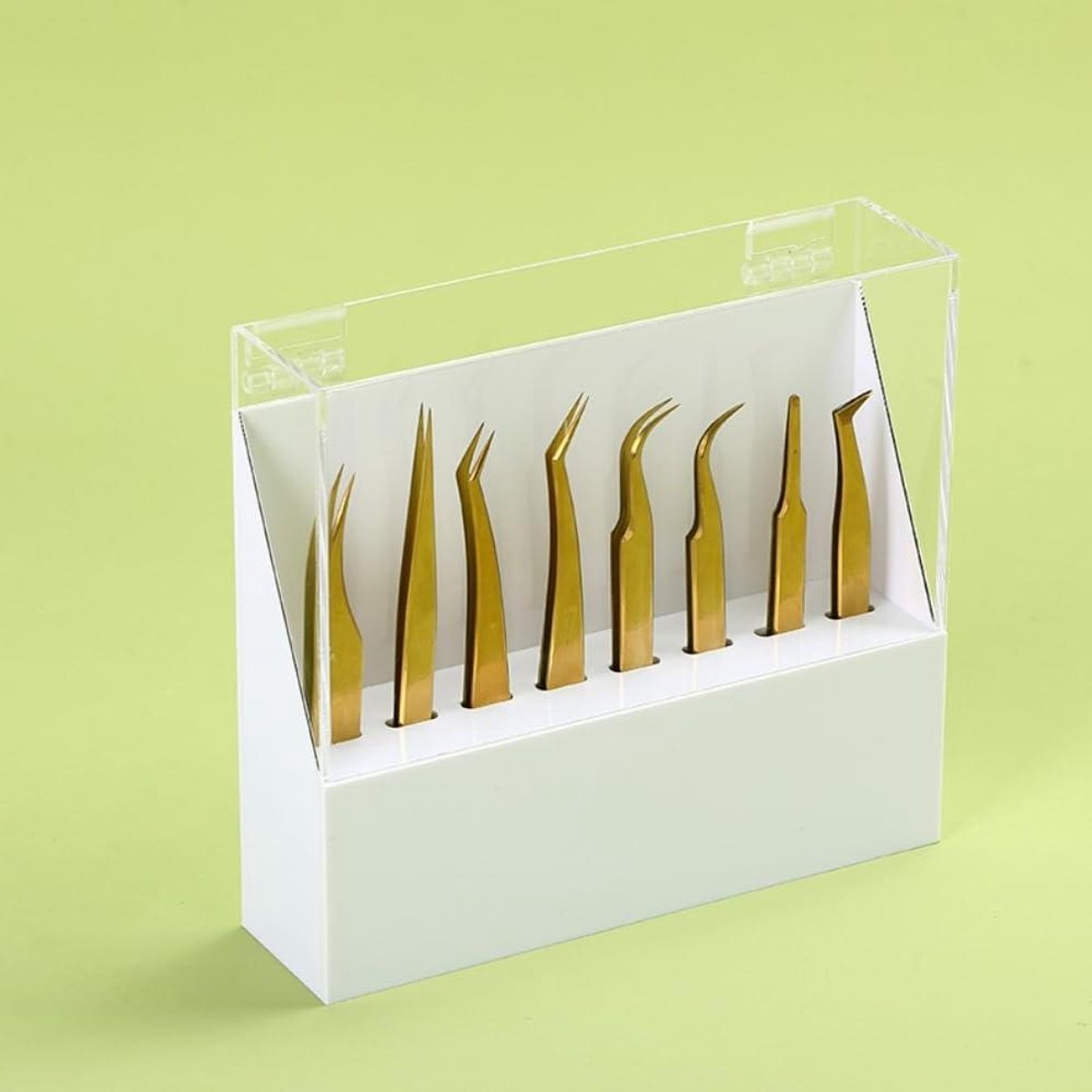 Pincet Houder - Display Stand - Wimper Extensions Organiseren - Stofdichte Cover - 16.5 x 17.5 x 16.5 cm - Wit