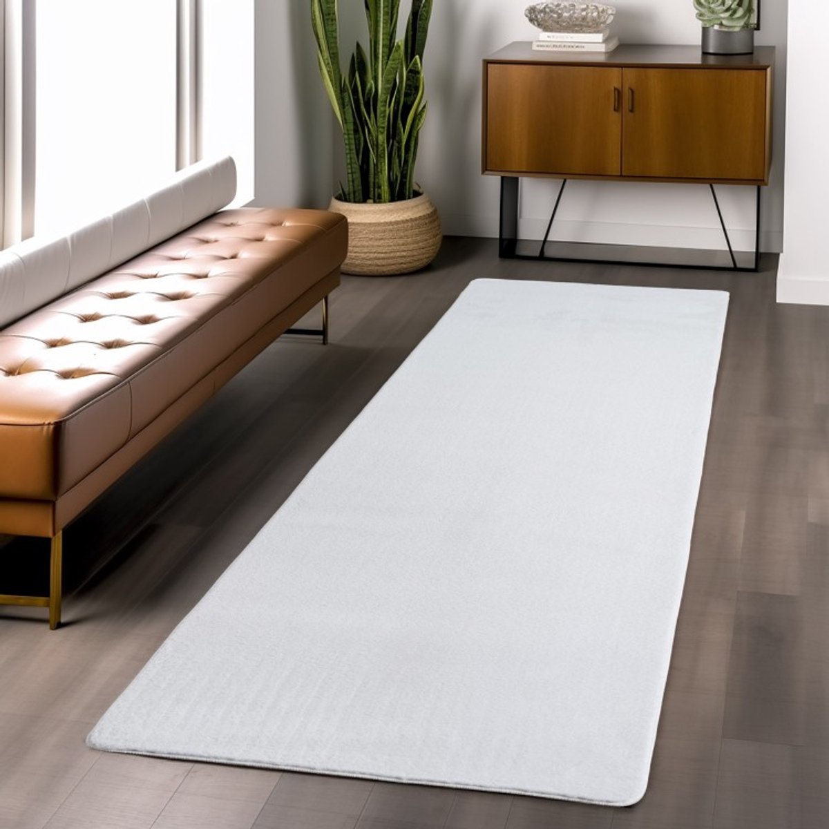 TapisTrend Designer tapijt Wit 80x250 cm Binnenkleed, voor woonkamer, slaapkamer, Scandinavische stijl, modern design, wasbaar