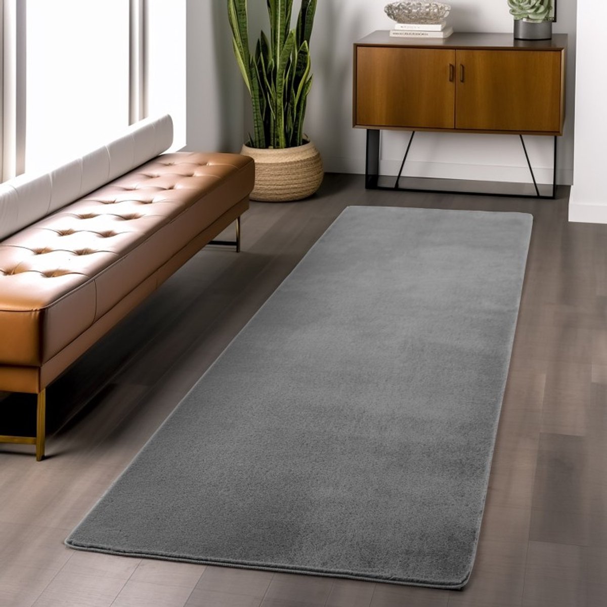 TapisTrend Designer tapijt Grijs 80x150 cm Binnenkleed, voor woonkamer, slaapkamer, Scandinavische stijl, natuurlijke uitstraling, wasbaar