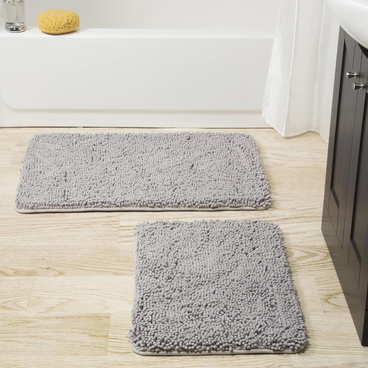 Badmat Set - Douchemat Vloerkleed - Badkamer Comfort - Traagschuim Kern - 53 x 81 cm - Grijs