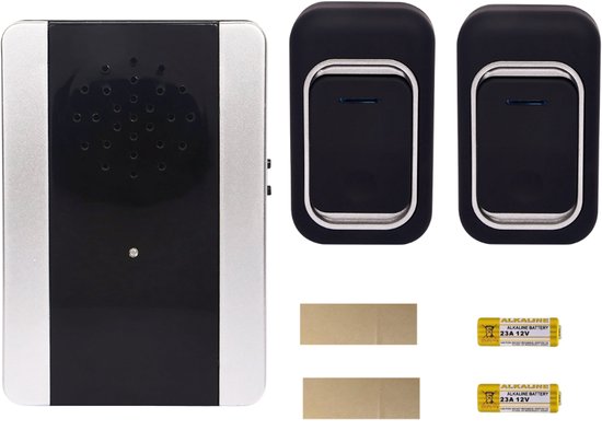 Wireless Deurbel Set - 2 Zenders + Ontvanger - 150m Bereik - Waterdicht - 38 Melodieën - LED - deurbel draadloos - draadloze deurbel - waterdichte deurbel - deurbel - deurbel zwart modern - zwart - 85883 — afbeelding 5