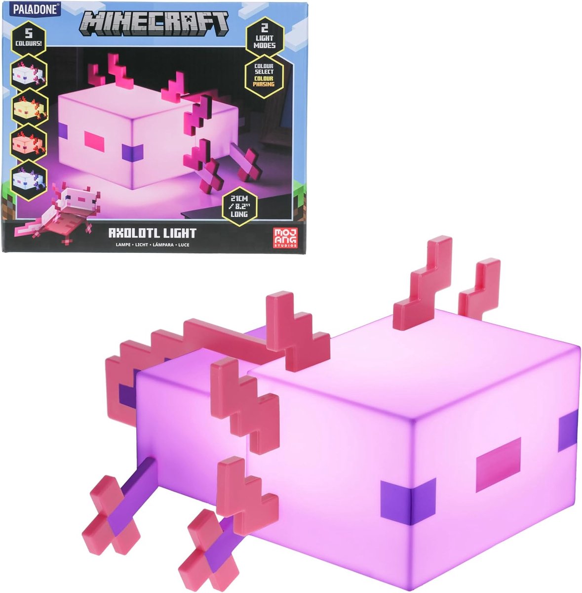JeiibrZui - Axolotl Lamp - 2Cm - 5 Kleurmodi - Roze - Officieel Gaming Bureau En Nachtkastje Decoratie