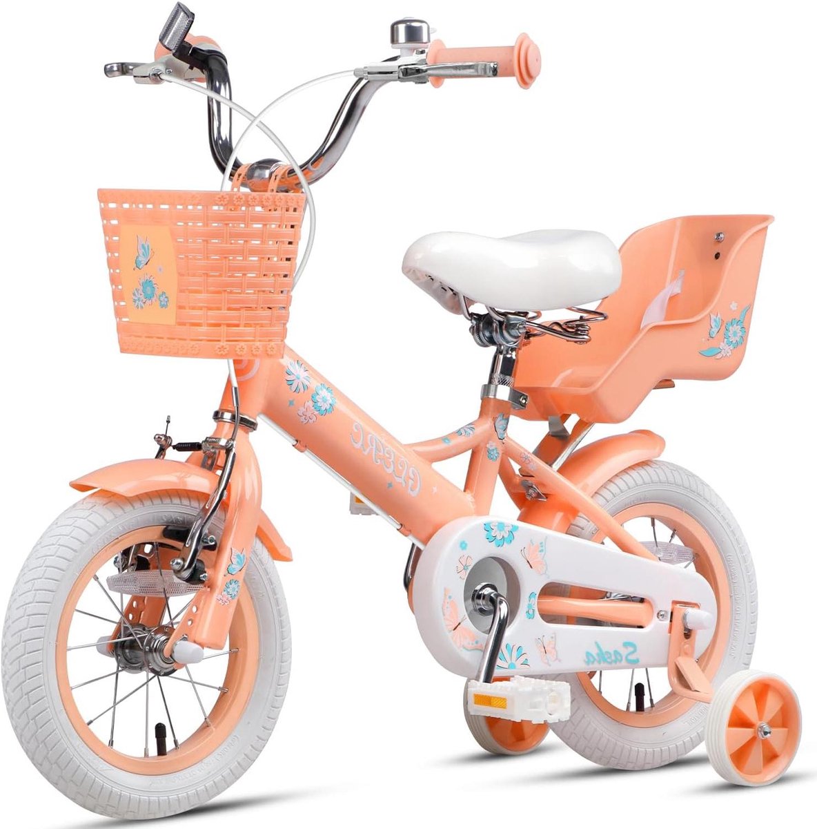 Kinderfiets Meisjes Loopfiets Peuter Leren Fietsen Inclusief Poppenstoel 12 Inch Vissen