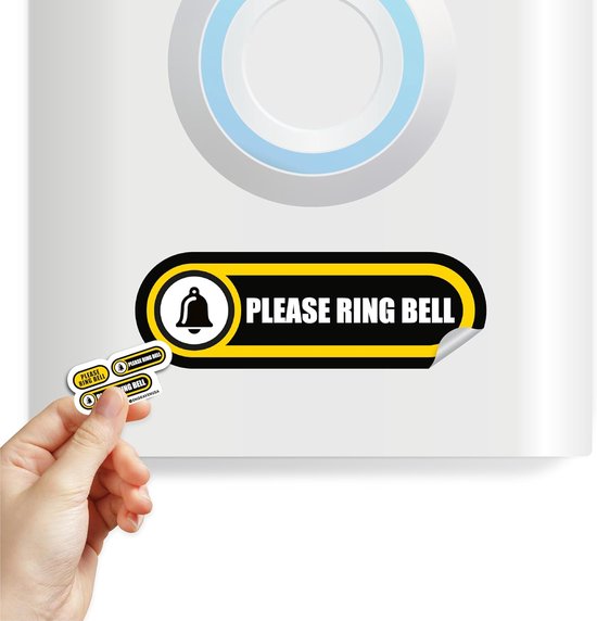 Bel Sticker - Deurbel Bordje - Bezoek Informeren - Weerbestendig Vinyl - 3 x 25 cm - Mat Zwart — afbeelding 5