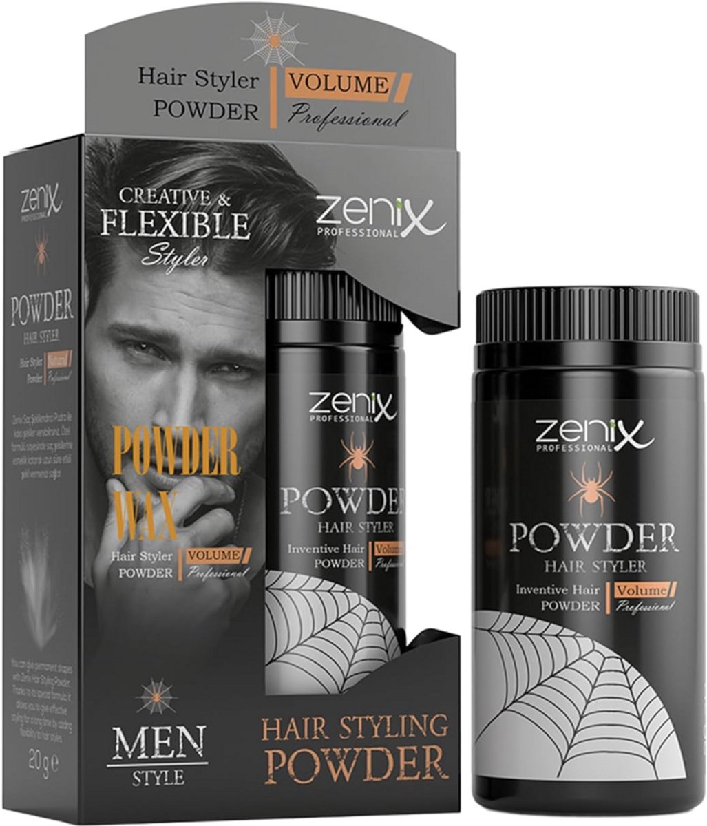 Zenix Haarpoeder 20 g, volumepoeder met matte afwerking voor sterke grip, haarstylingpoeder voor dun en fijn haar, styling voor mannen en vrouwen
