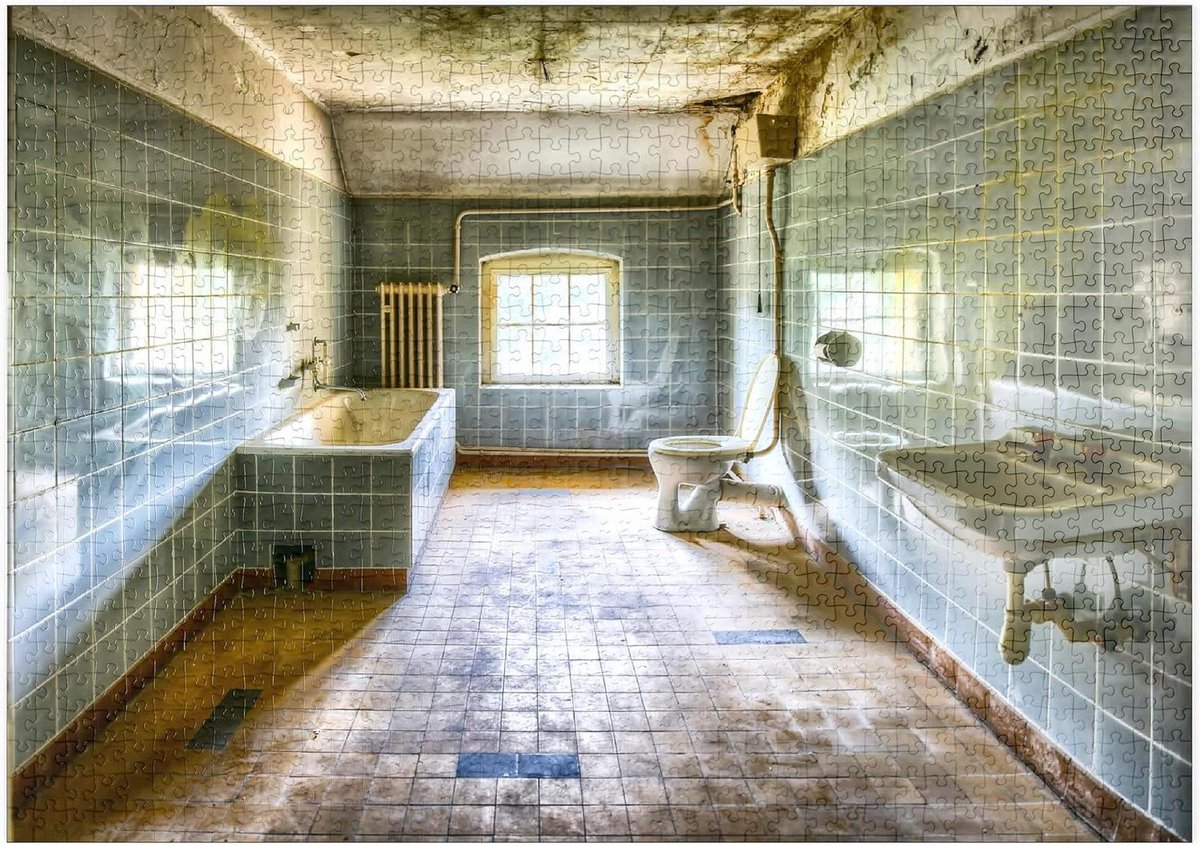 Puzzel Verloren Plaatsen - Legpuzzel Badkamer - Ontspannen Tijd Verdrijven - Hoge Resolutie Print - 1000 Stukjes - Multicolor