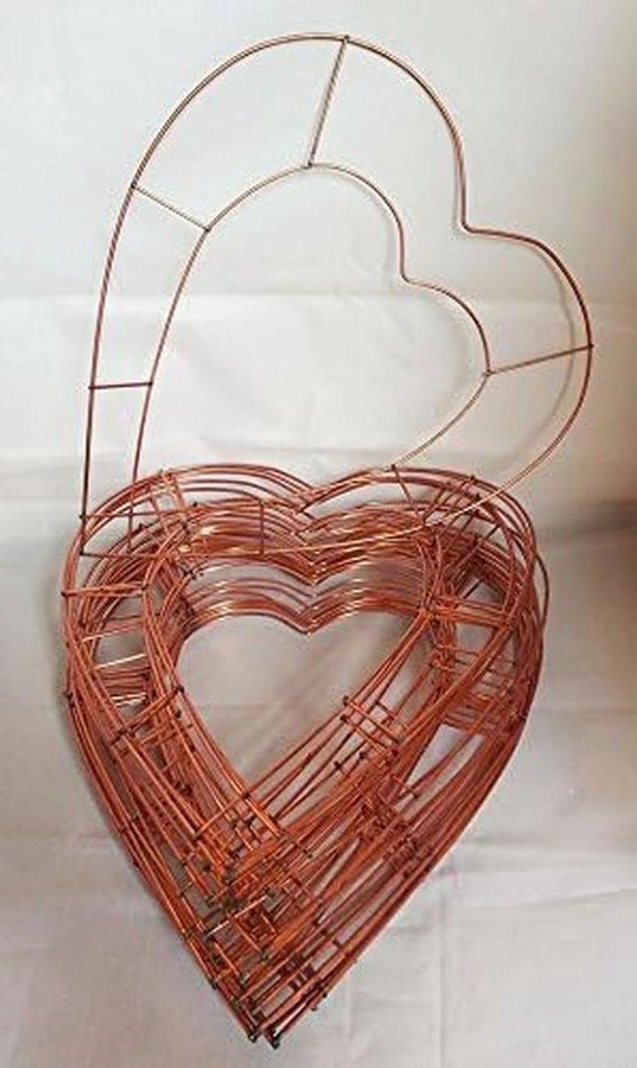 Krans Frame Hart - Koperen Ring - Ambachtelijke Decoratie - Sterk Koperdraad - 12 x 20 Inch - Goud