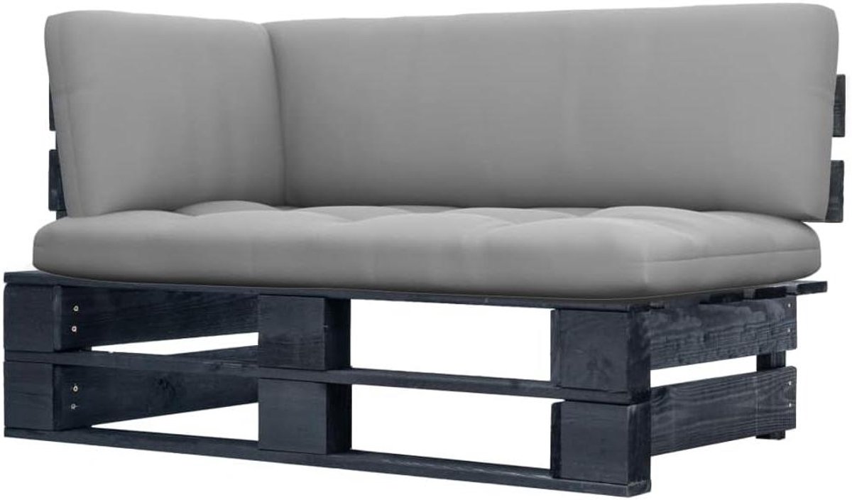 Hoekbank Pallet - Tuinbank Lounge - Buiten Ontspannen - Geïmpregneerd Grenenhout - 110 x 65 x 55 cm - Zwart