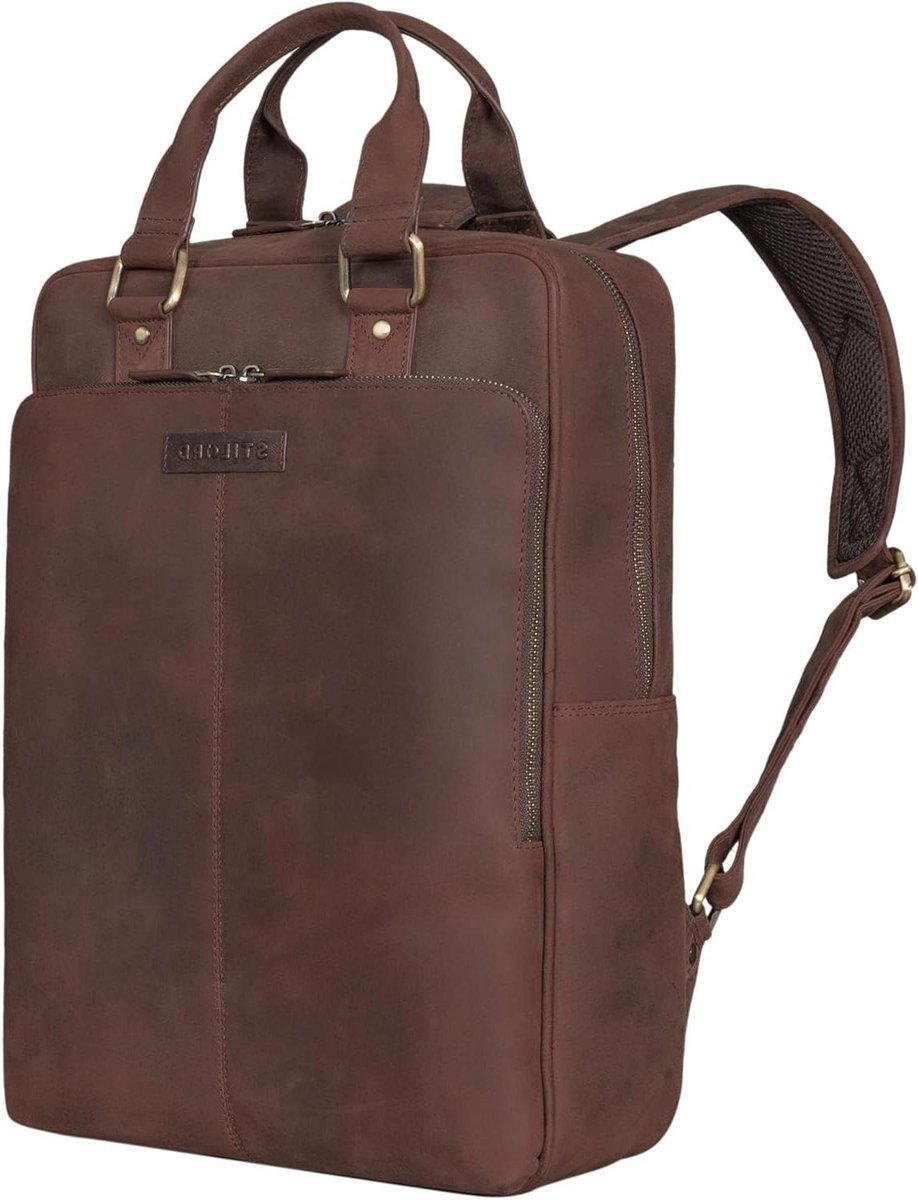 Laptop Rugzak Leer - Laptoptas Vintage - Zakelijk Reizen - Slank Ontwerp - 15.6 Inch - Bruin