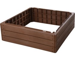 In & Out Deco Tuinborder - Borderbak - 76x76x25 cm - Plantenbak zonder bodem - Kunststof Bruin - Bloembak