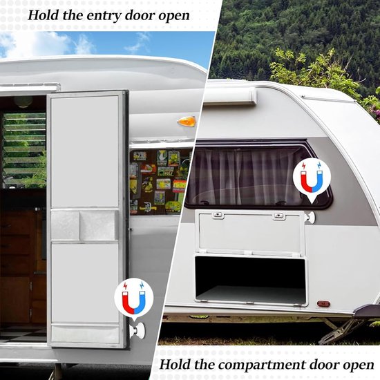 Magnetische Deurhouders - Deurvangers Camper - Deur Open Houden - Stil Design met Veer - 2 Stuks - Grijs