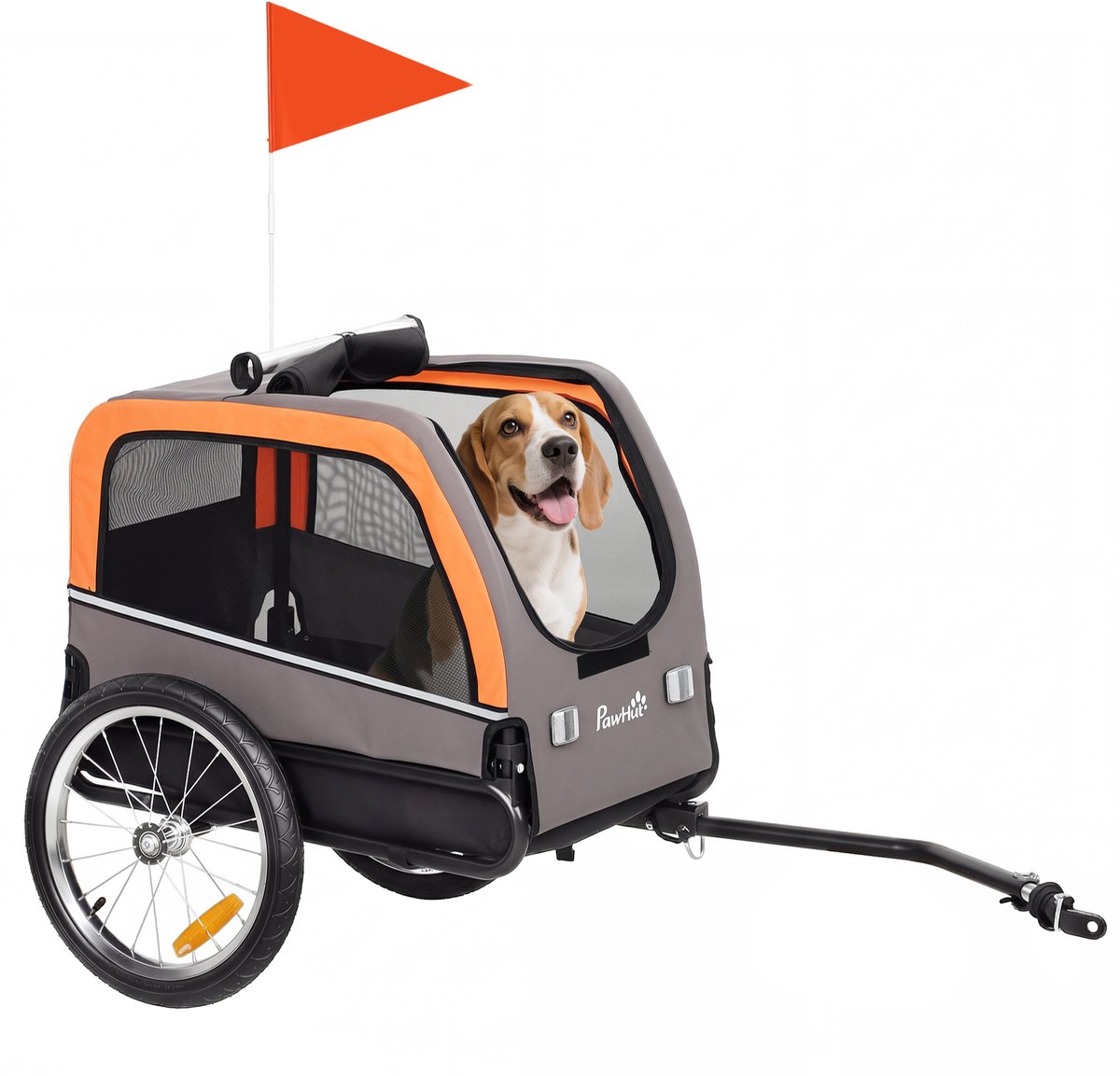 Pawhut Fietstrailer voor Huisdieren-Oxford-stof, Staal-127,5L x 57,5B x 75,5H cm-Oranje