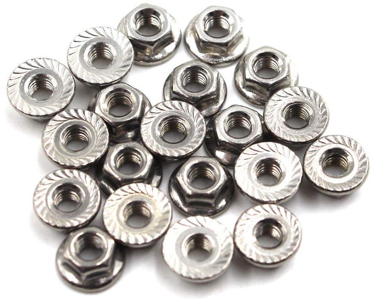 Flensmoeren RVS 304 met flens - Set van 20 stuks voor stevige bevestiging en montage