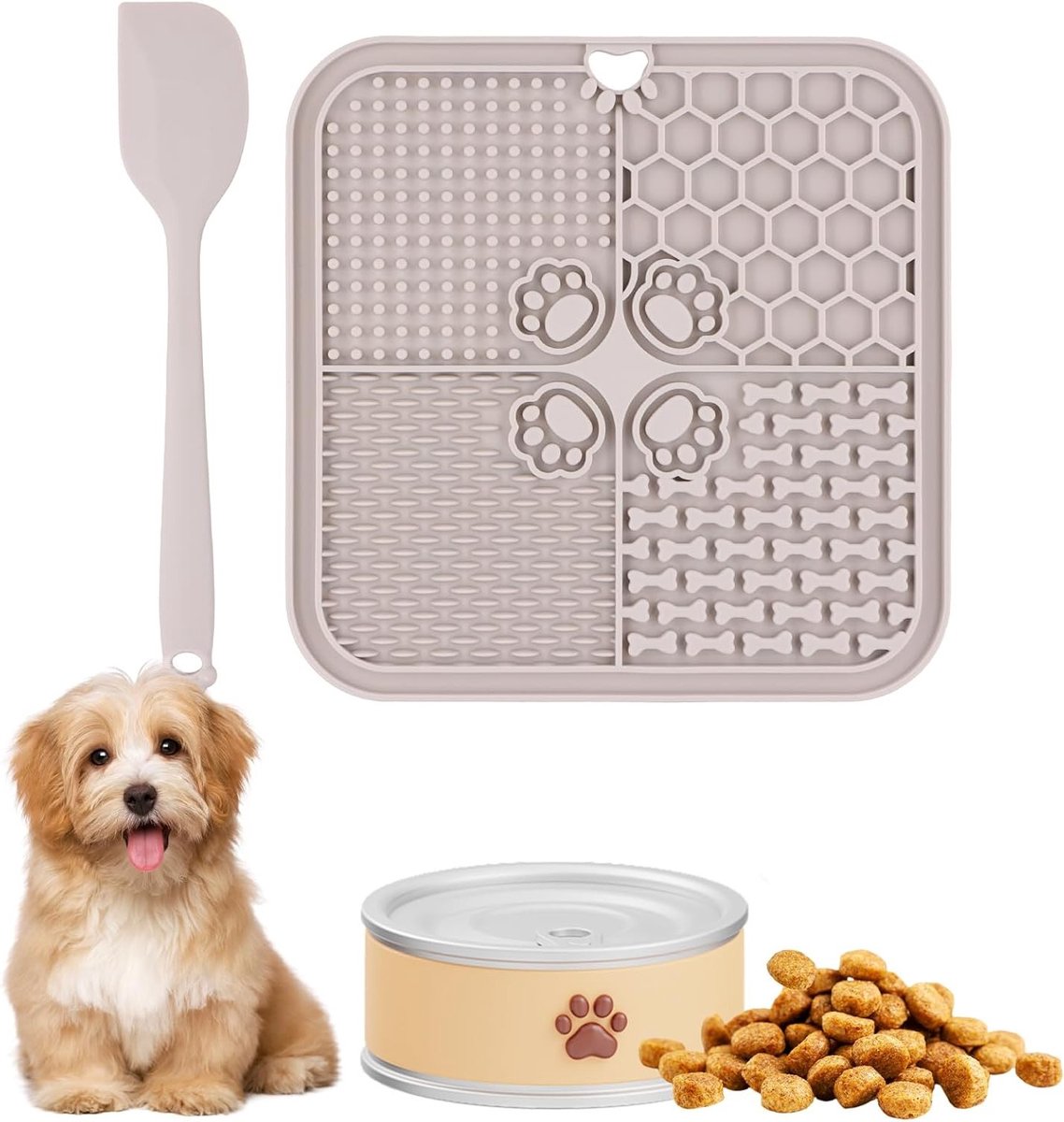 Siliconen Lick Mat voor Honden en Katten met Zuignap, Ideaal voor Langzaam Voeden, Training en Baden, Makkelijk Schoon te Maken, 20 x 20 cm