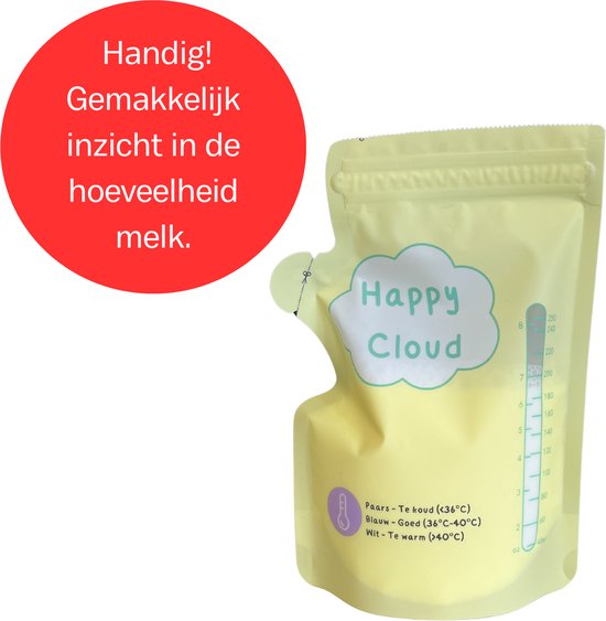 TSD goods (Happy Cloud) - Moedermelk Bewaarzakjes - 60 stuks - Extra groot - 300 ml - met Schenktuit - Borstvoeding Bewaarzakje - Babyvoeding Bewaarbakjes - Borstvoeding Zakjes - Makkelijk beschrijfbaar van TSD goods — afbeelding 3