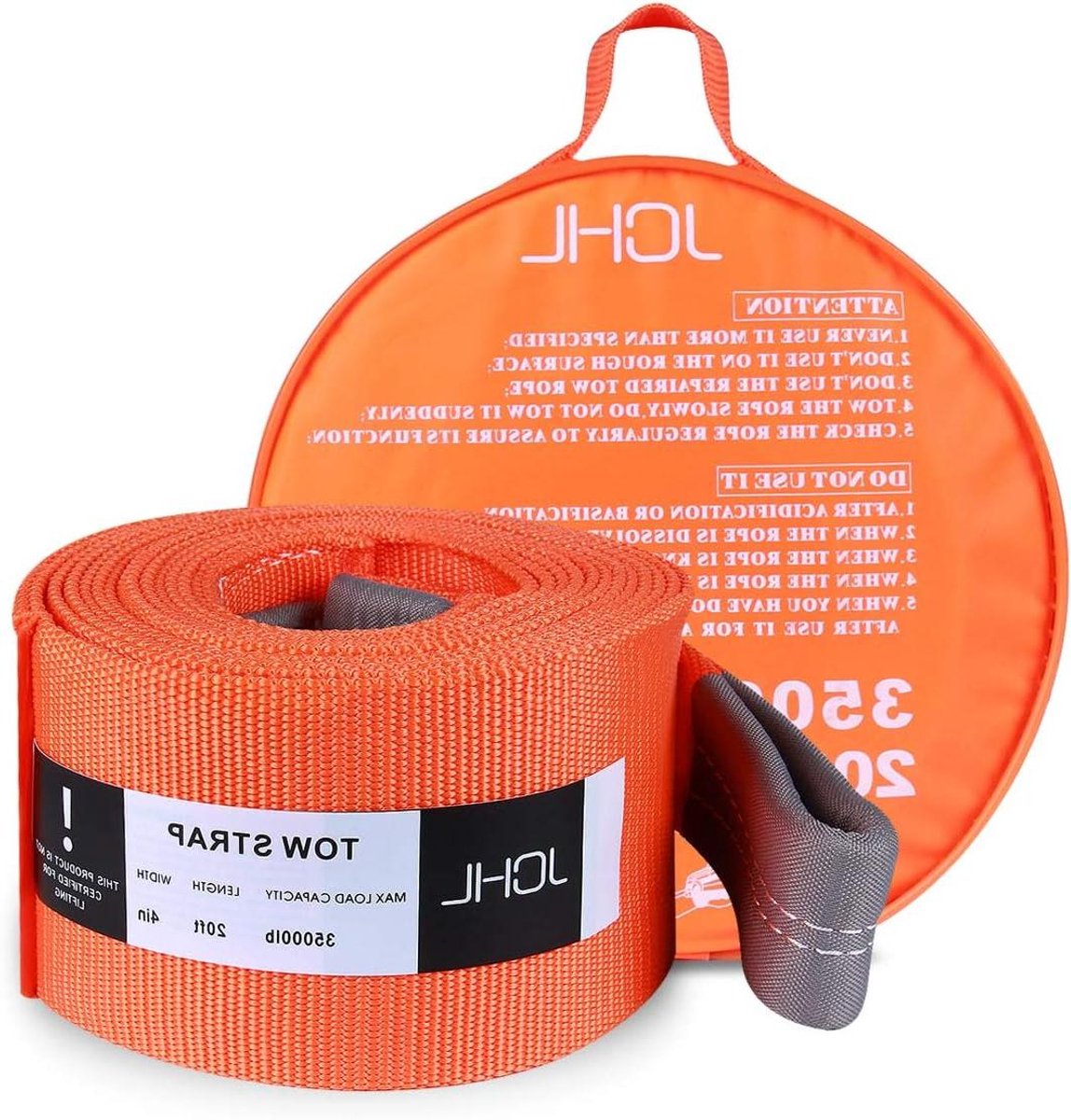 Terugwinningsslepband - Trekriem sleeptouw - Voertuigen slepen - Heavy Duty polyester - 4"x20ft 35000LB - Zwart