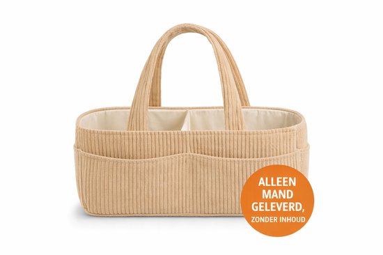 Beige Corduroy Luiermand Organizer - Commodemand - Luiertas baby - Ribstof Baby Opbergmand met Vakken en Uitneembare Inzetters - Met Handvatten — afbeelding 5
