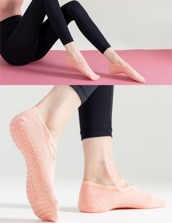 Allecta - Yoga-sokken voor dames - Antislip sportsokken met kruisriem - Geschikt voor yoga, dans en fitness - Zwart - One size van Merkloos — afbeelding 2