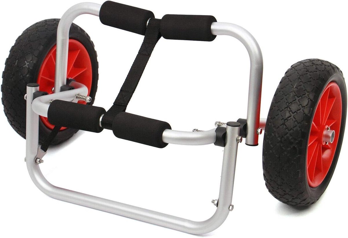 Kajakwagen Transportwagen - Boottrolley Kano - Water Vervoer - Robuust Aluminium Frame - 150 LBS Capaciteit - Zilver