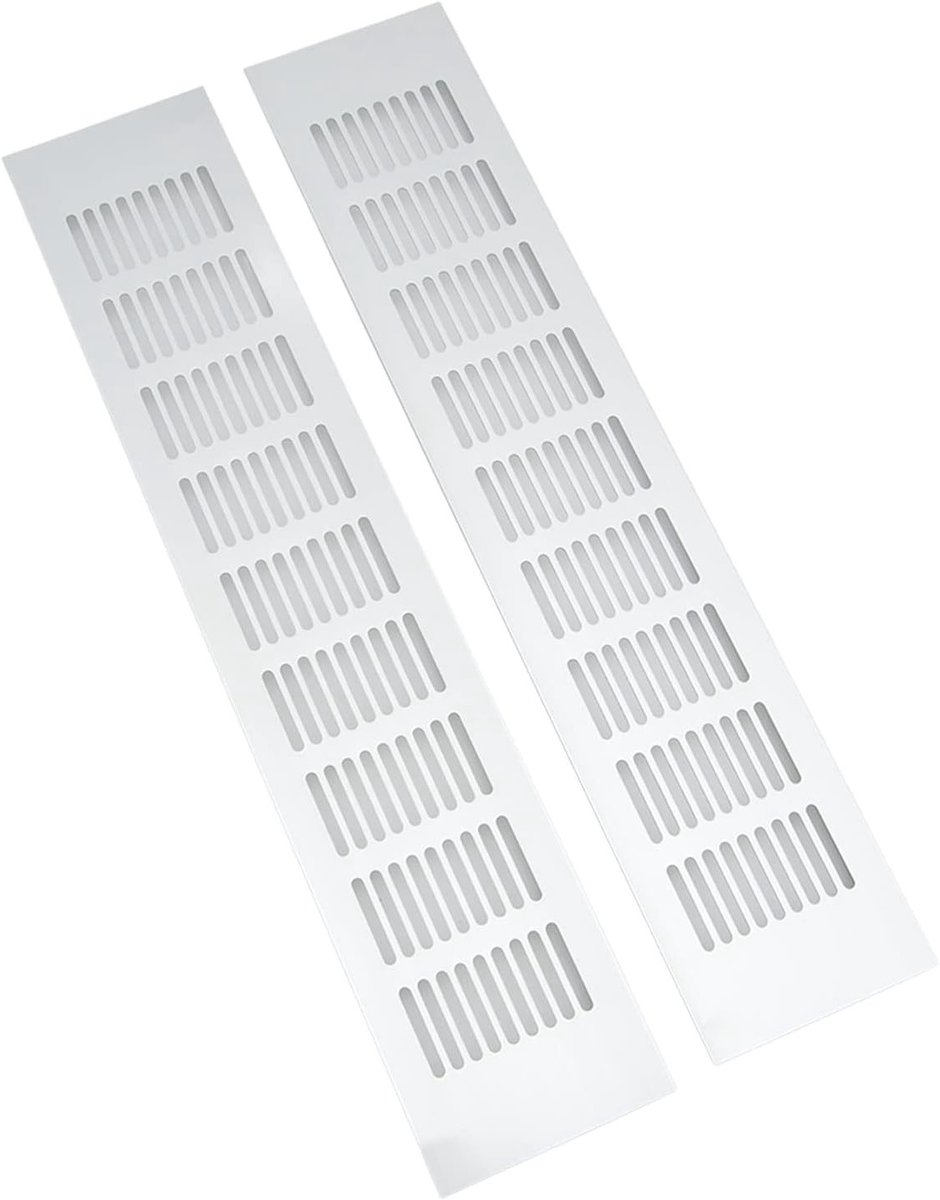 Ventilatierooster Aluminium Rectangular 80x600mm voor Kast en Schoenenkast - 2 Stuks, Ideaal voor Luchtcirculatie en Ventilatie