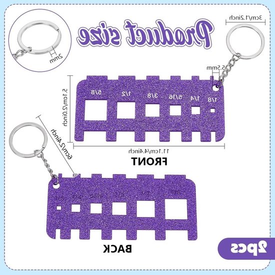 2-Pack Paarse Acryl Micro Locs Maatgereedschap - Brei Gauge Liniaal voor Dreadlocks, Haarstyling en DIY Vlechten Accessoire voor Feestdagen en Salons — afbeelding 5