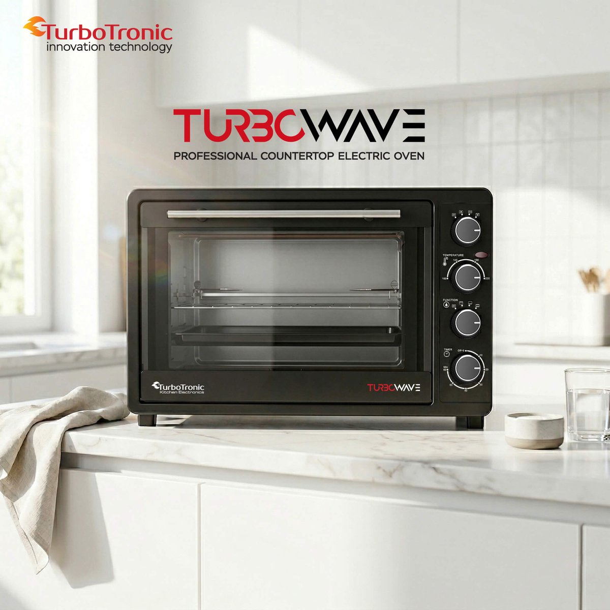 TurboTronic EV45 Vrijstaande Oven - 45L - Instelbare temperatuur en timer - accessoires - Zwart – foto 2