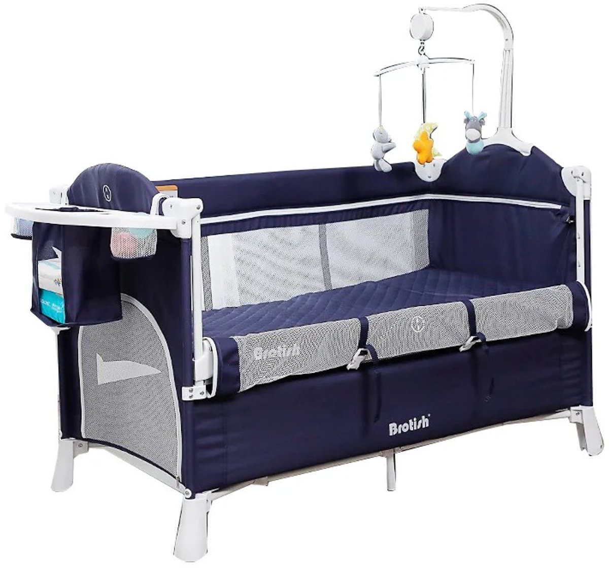 Sello! multifunctionele babywieg – campingbedje – commode – co-sleeper – box – opvouwbaar – draagbaar – stevige wielen – blauw