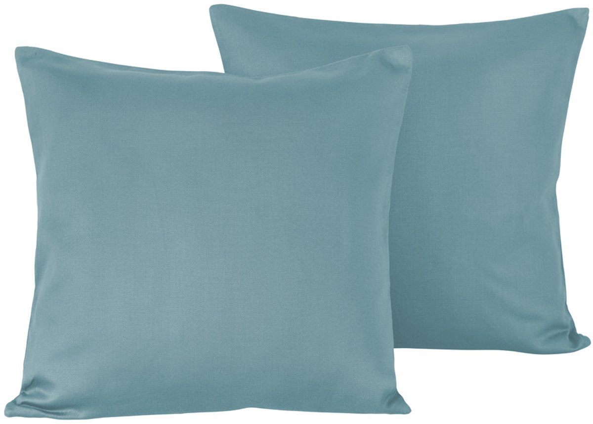 De Witte Lietaer Set Kussenslopen Olivia Arctic - 2 stuks - 40 x 40 cm - Blauw - Katoen Satijn