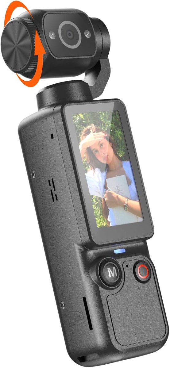 Digitale Camera - 2.5K Mini Videocamera - Vlog Camera met 180° Draaibare Lens - Bodycam voor POV Opnames - 7 Uur Batterijduur - Inclusief 32GB Kaart - Handheld Pocket Camera - zwart