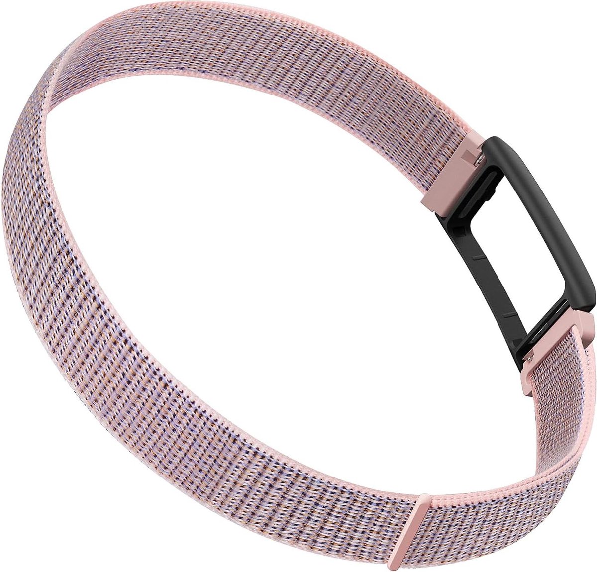 Nylon Band met Frame - Sport Armband - Fitness Tracker Dragen - Verstelbare Klittenbandsluiting - 22 mm - Zwart