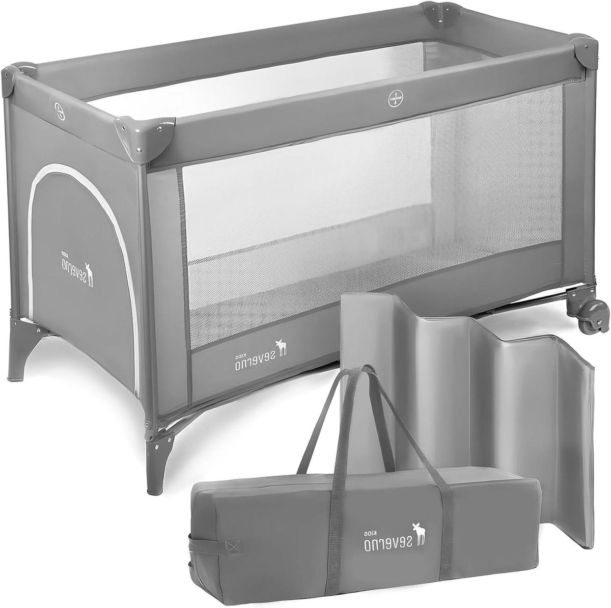 Baby Reisbed - Box Kinderbed - Veilig Spelen Slapen - Afneembare Zijwand - 120 x 60 cm - Grijs
