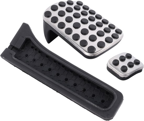 Pedaal Covers Set - Rem Gas - Verbeterde Grip - Antislip Rubber - 3 Delig - Zwart Zilver — afbeelding 4