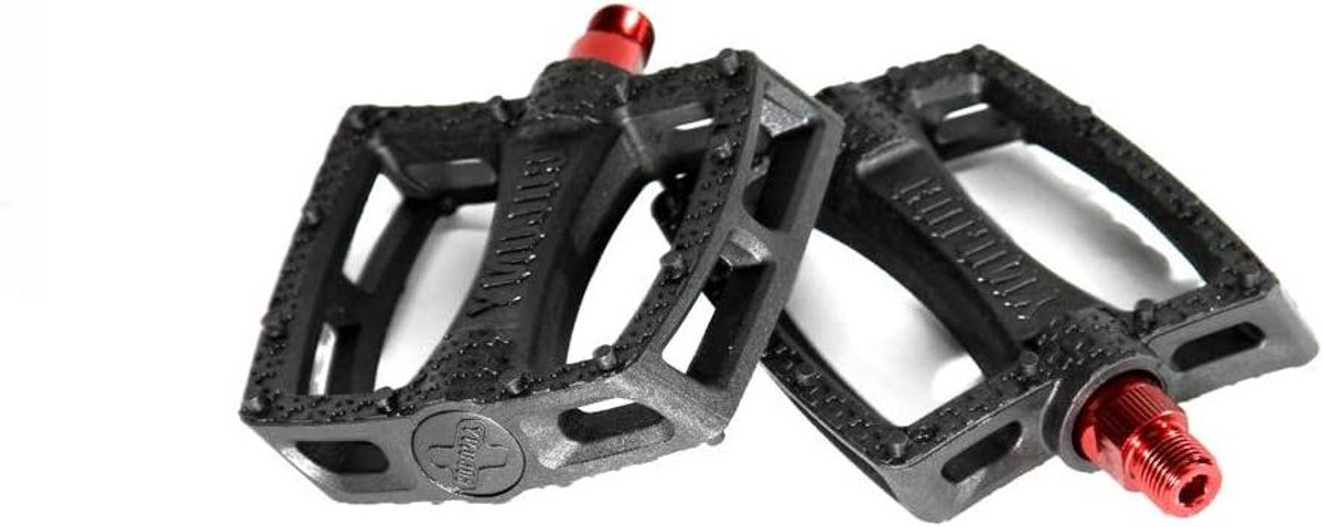 Kunststof Fiets Pedalen - BMX Pedalen - Fietsen Onderhoud - Superlicht Ontwerp - 376 gram - Zwart Rood