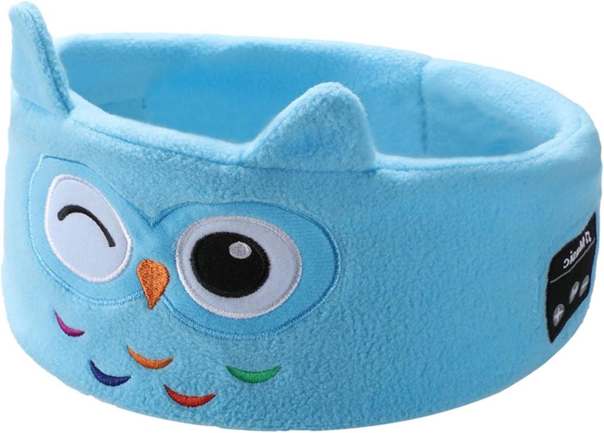 Oogmasker Kinderen Bluetooth - Slaapmasker Hoofdtelefoon - Rustig Slapen - Verduisterend met Dunne Speakers - One Size - Roze Uil