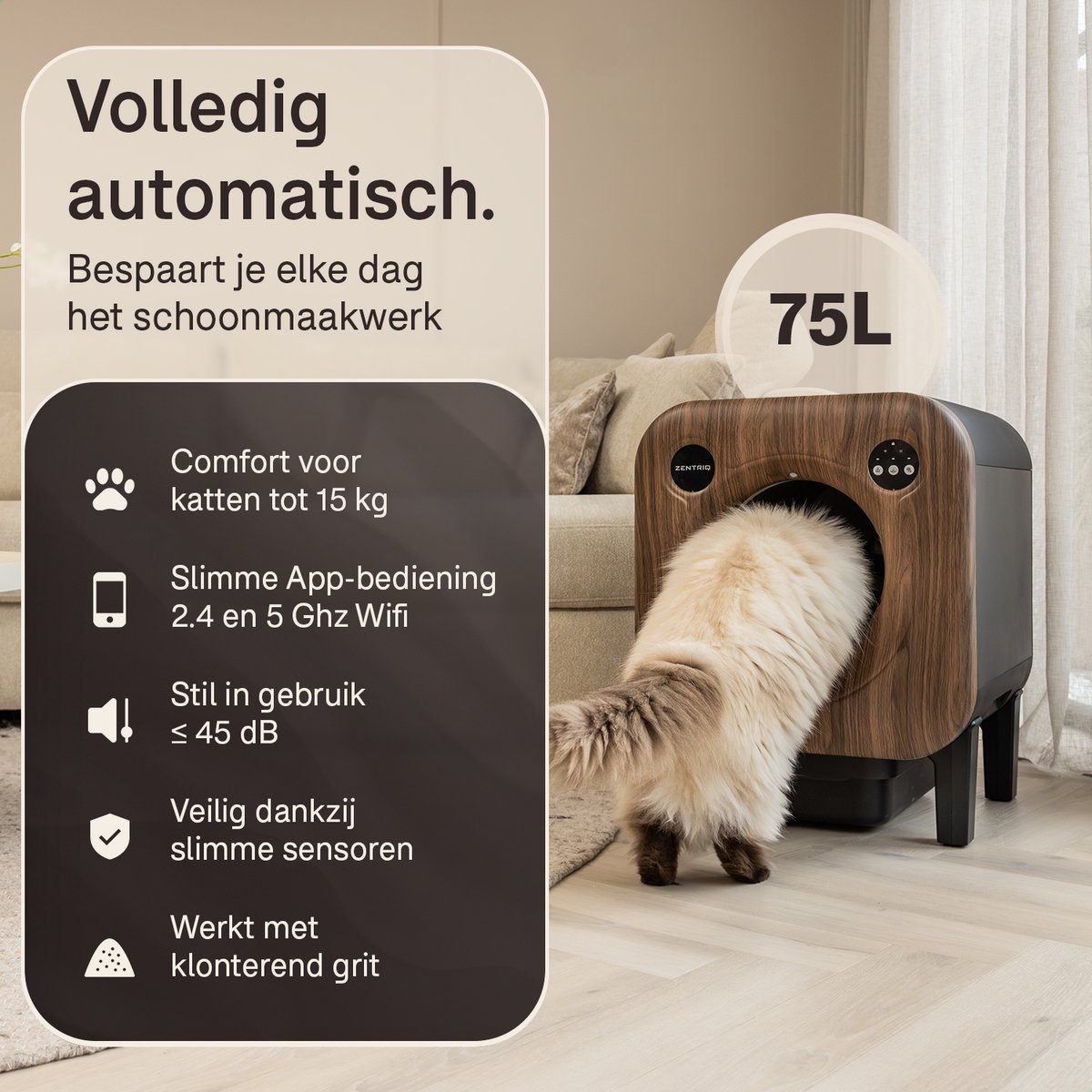 Zentriq Automatische Kattenbak - Zelfreinigend met App & 4k Camera thumbnail 2