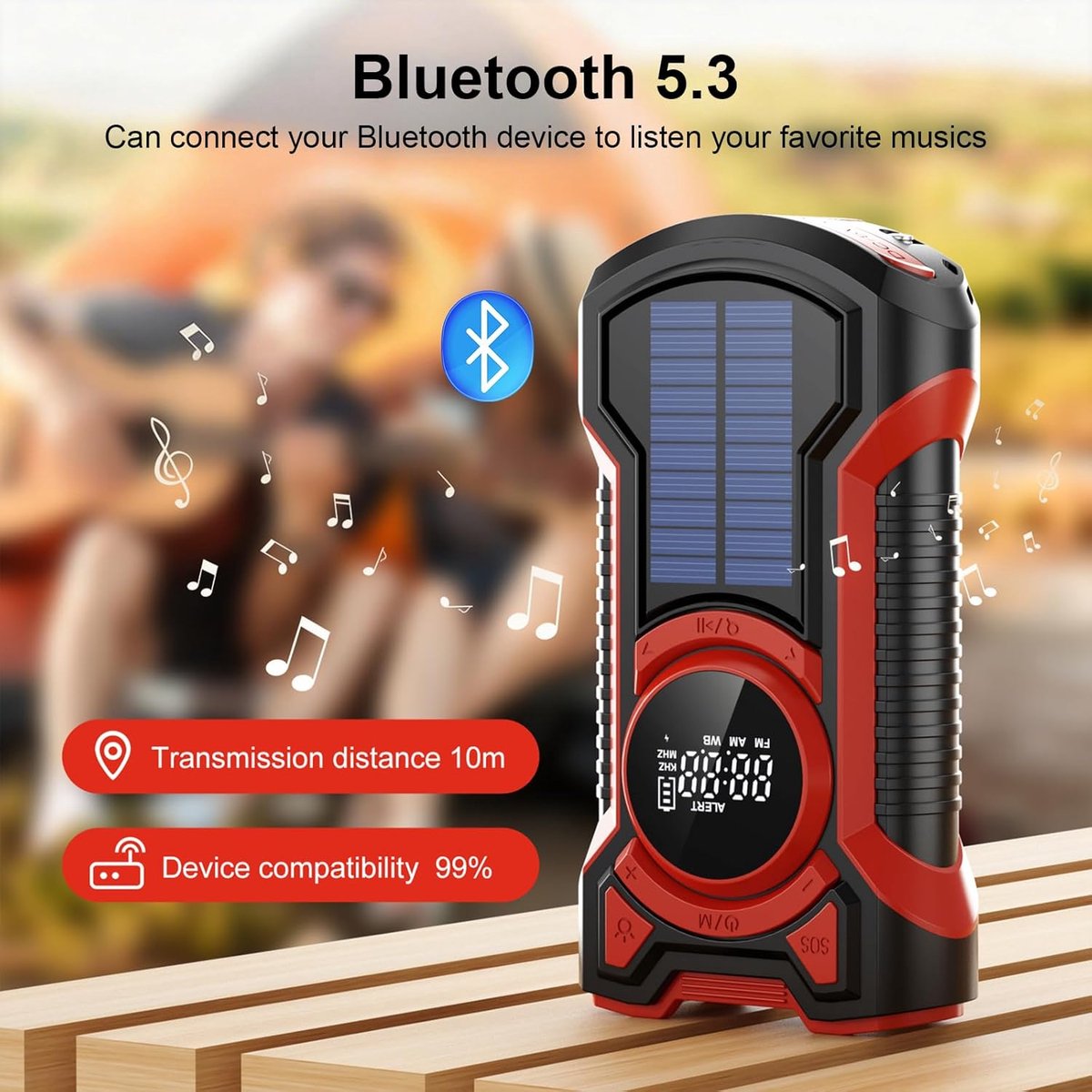 Noodradio - Noodpakket Oorlog - Draagbare Radio - Powerbank Zonneenergie - Transistor Radio - oplader usb – foto 2