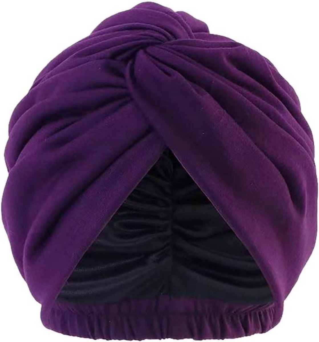 Dames Muts Turban - Hoofddeksel Slaapmuts - Bescherming Haaruitval - Zachte Binnenvoering - 56-58 cm - Donkerpaars