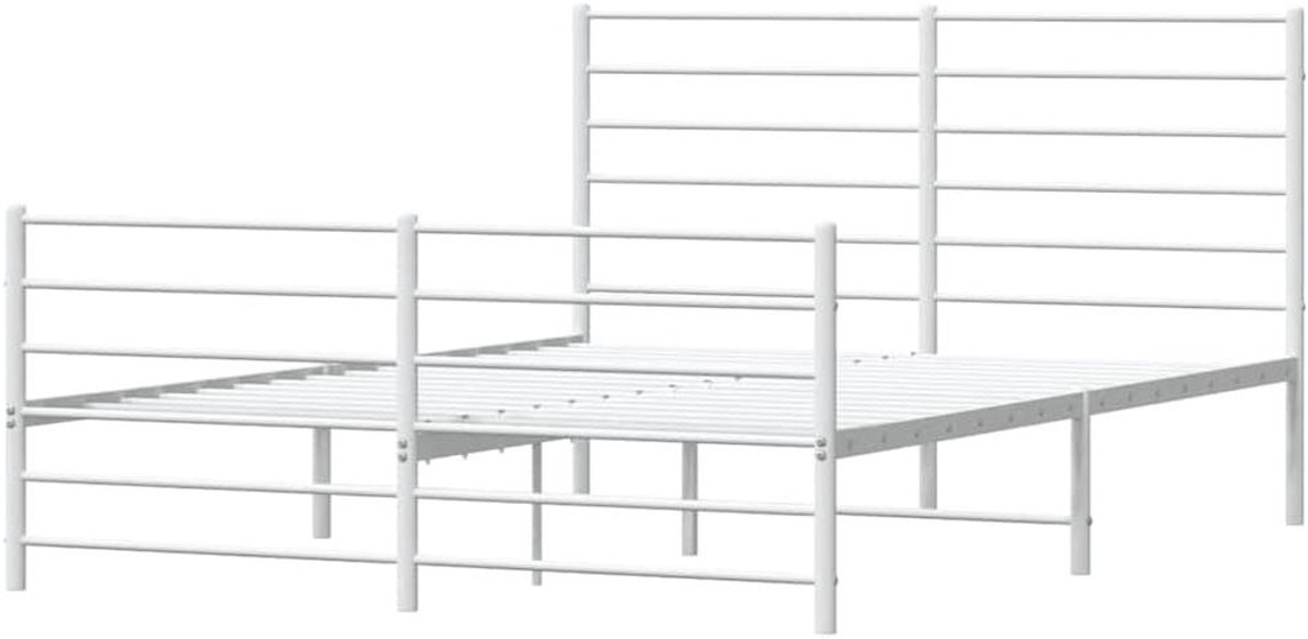 Metalen Bedframe - Ledikant Omranding - Slaapkamer Inrichten - Robuuste Staalconstructie - 140x190 cm - Wit