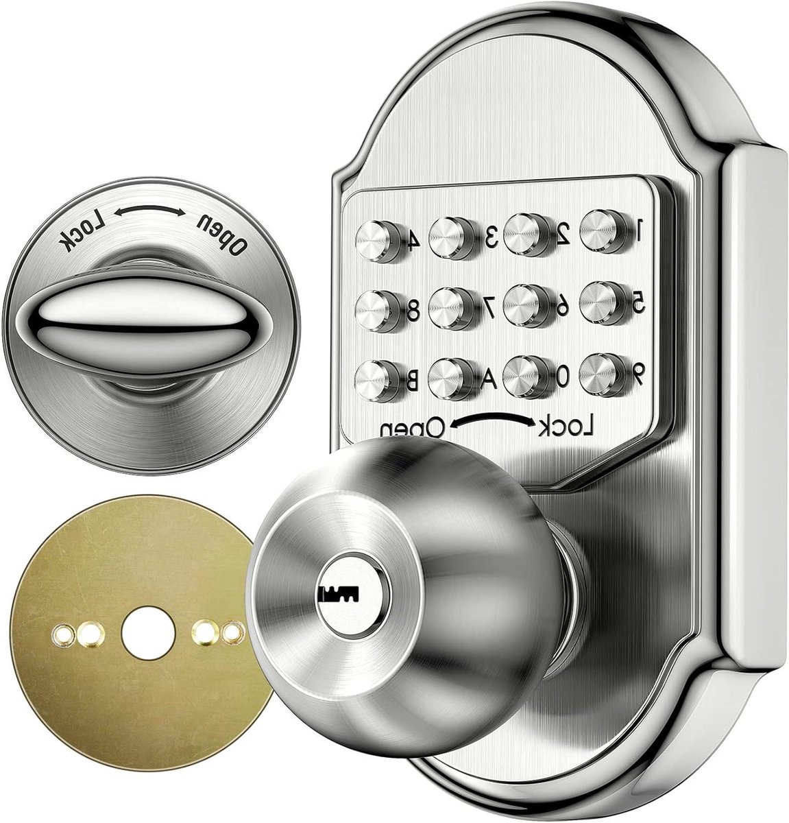 Keyless Entry Deurslot - Mechanisch Toetsenbord Slot - Toegang Beveiligen - Roestvrij Staal Ontwerp - 5-1/2" x 3-1/4" - Zilver
