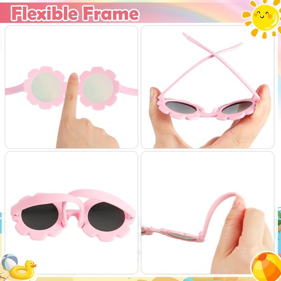 Babys Zonnebril - Peuter Bril - Bescherming Tegen Zon - Flexibel Siliconen Frame - 0-24 Maanden - Roze van Merkloos — afbeelding 4