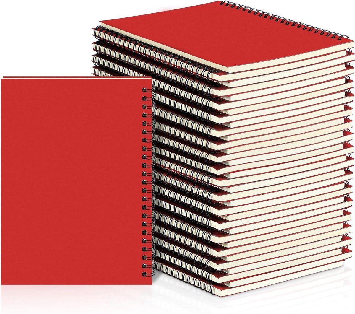 Gelinieerde Spiraalboeken - Schrijfboekjes Notitieboekjes - Studeren en Werken - Dik Papier - 21 x 14 cm - Rood