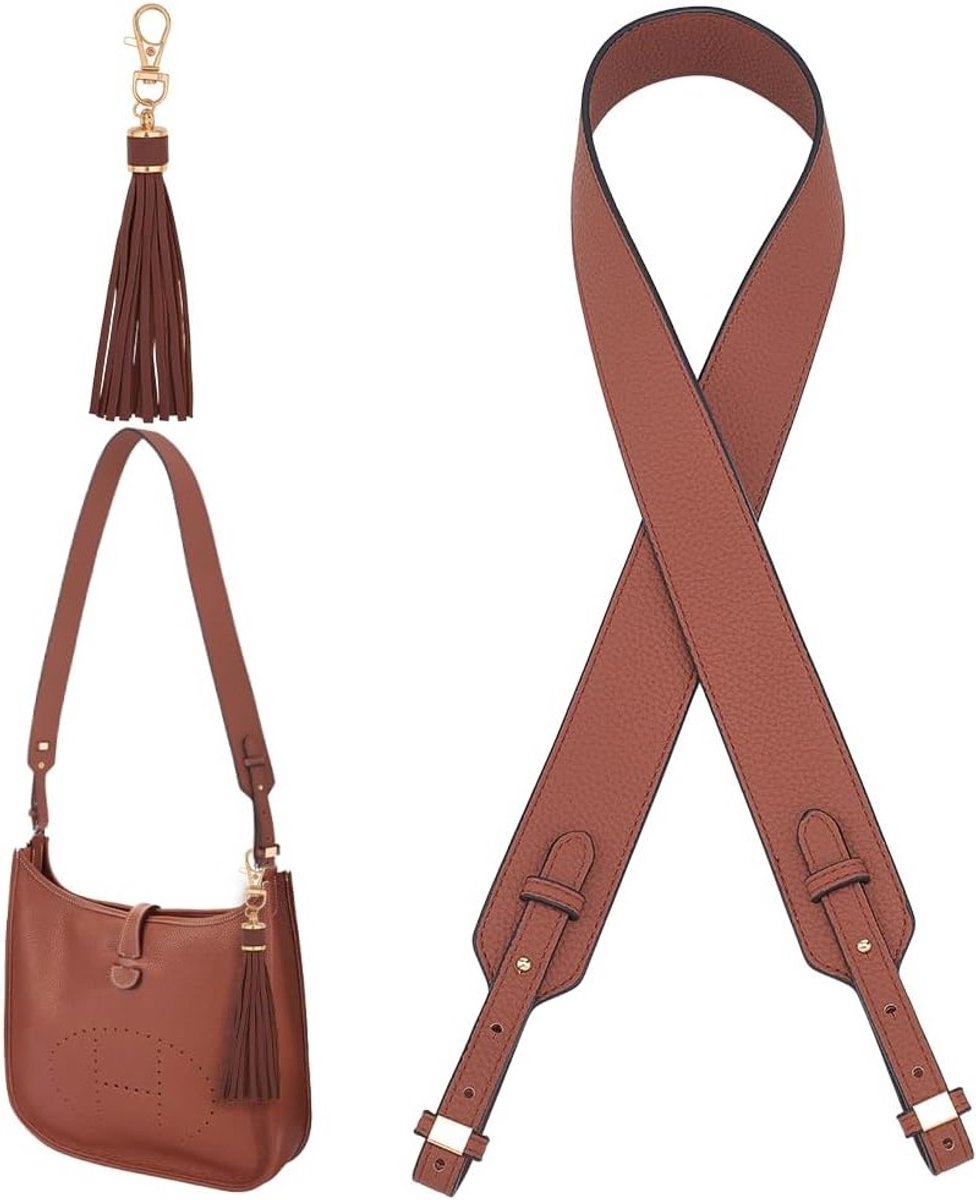 Verstelbare 97 cm brede leren schouderriem voor handtas, met kwastje, vervangingsriem voor portemonnees en tassen, 4 cm breed, duurzaam en stijlvol