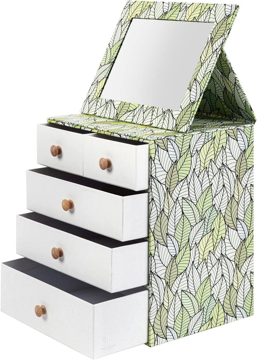 Sieradendoos Organizer - Juwelendoos Opberger - Sieraden Opbergen - Met Uitklapbare Spiegel - 25 x 20 x 31 cm