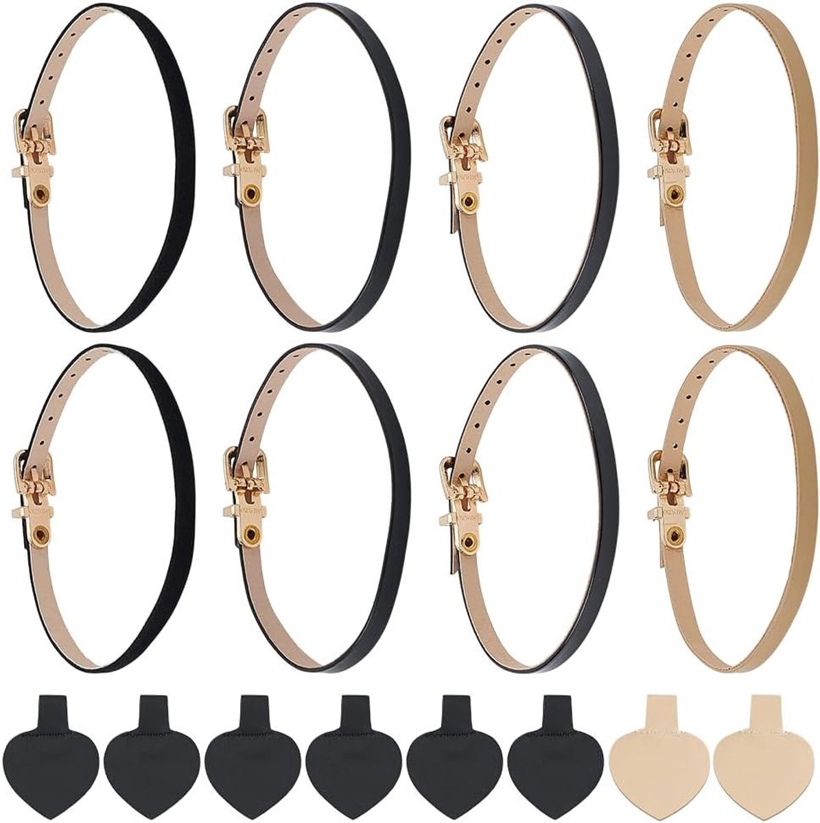 4 Stijlen Verstelbare Schoenriemen voor Hakken, Zwarte Anti-Verlies Enkelschoenen Accessoires voor Dames, Vervangende Straps voor Hakken en Schoenen
