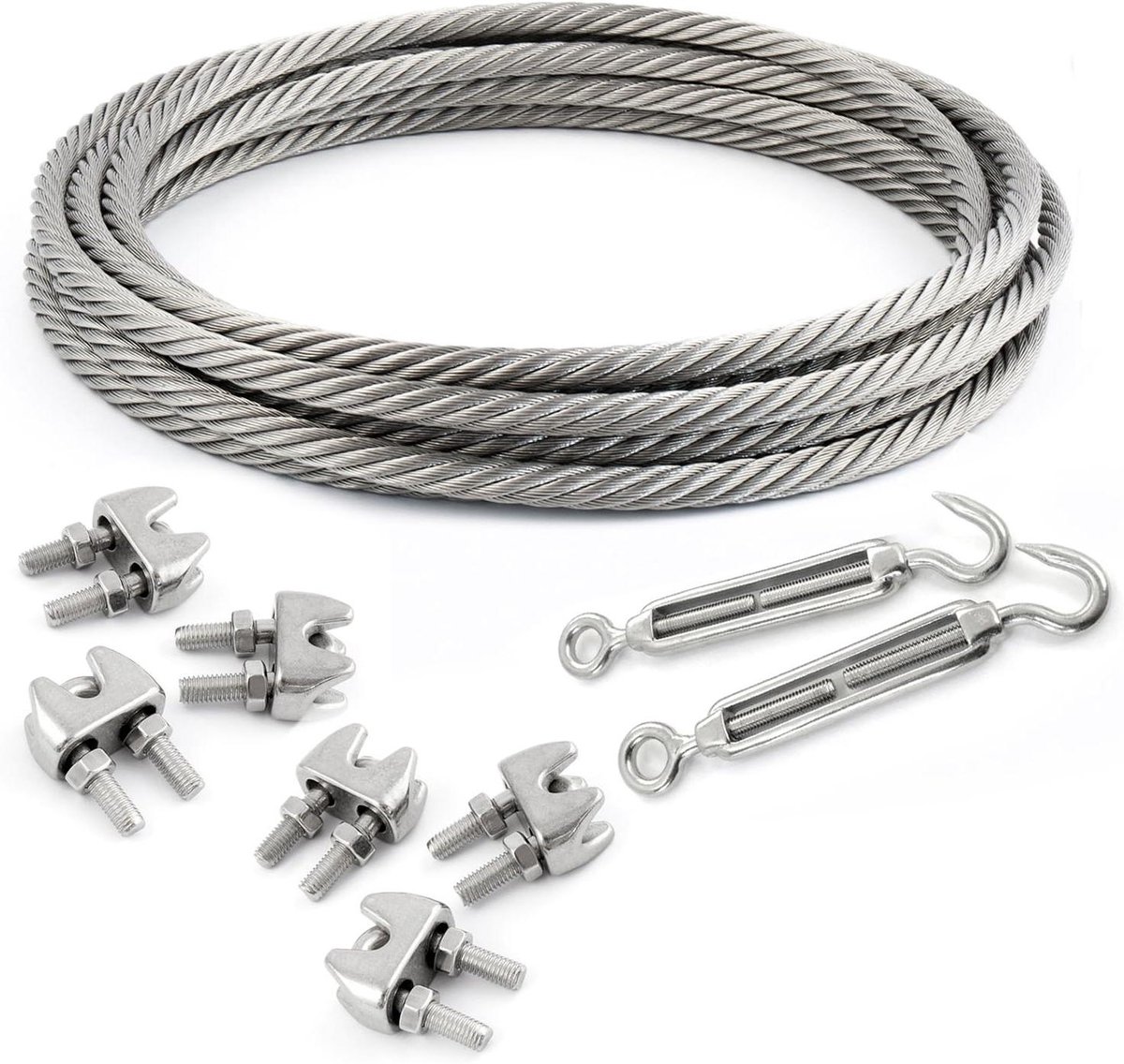 Roestvrij staal draadtouw - Stalen kabel - Trekken en tillen - 7x19 streng constructie - 5 meter 2mm - Zilverkleurig