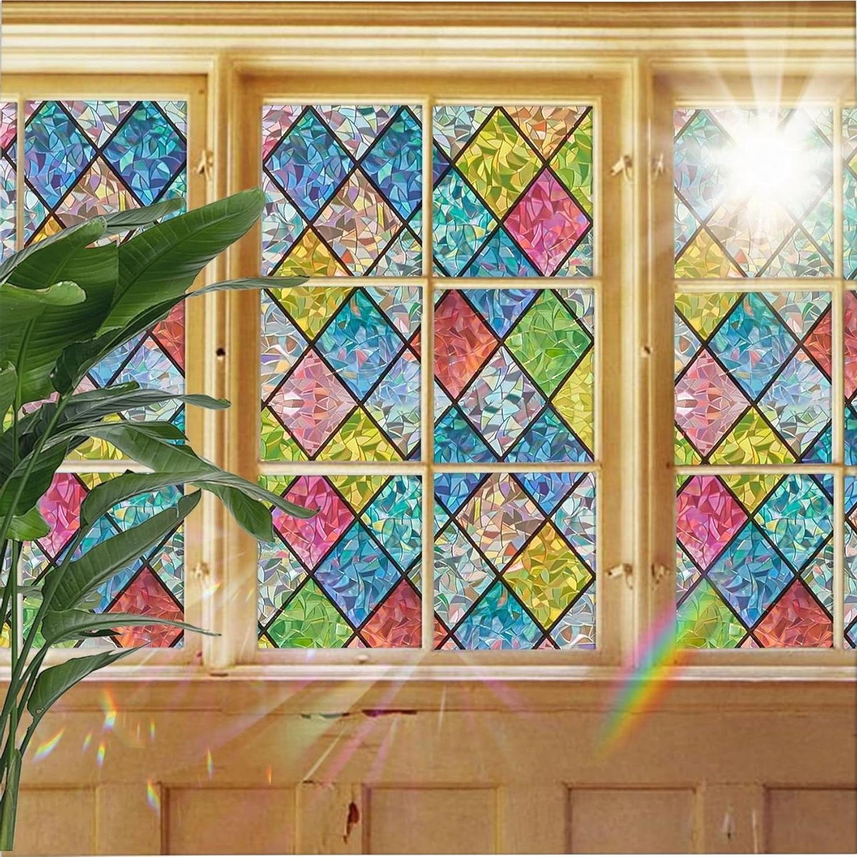 Zonwerende Raamfolie - Raamsticker Warmtecontrole - Privacy en Zonwering - Zonder Lijm Elektrostatisch - 55 x 270 cm - Kristal rooster