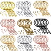 60 Stuks Sleutelringen met Ketting, 60 Open Springringetjes & 50 Schroefoogjes - 6 Kleuren - DIY Sleutelhangers - 30mm Ringen Set - Keychain Sleutels Maken - Splitringen voor Hobby & Sleutellabels - Metalen Keyrings Knutselen Pakket
